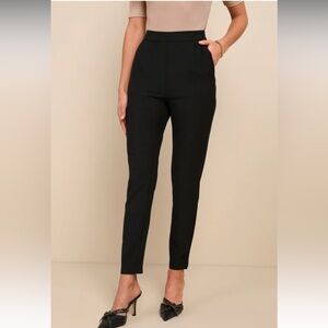 Kick It Black High-Waisted Trouser Pants Lulus